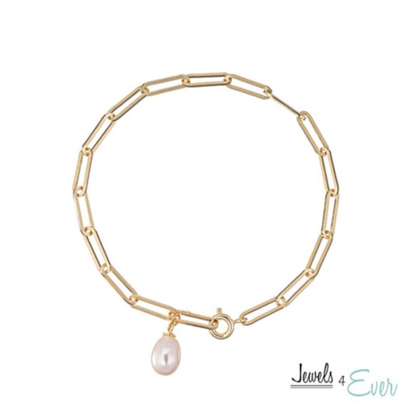 Sterling Silver Genuine Freshwater Pearl Bracelet with Gold Plating - Picture 1 of 1